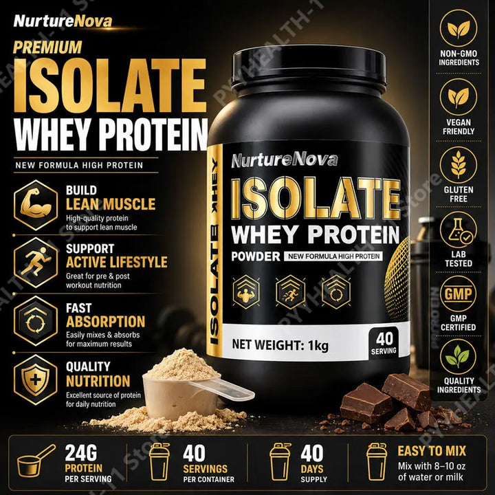 Whey Protein Isolate Powder Low Fat Supplement for Muscle Recovery and Lean Diet Sports Fitness Nutrition Dietary Supplement 1kg
