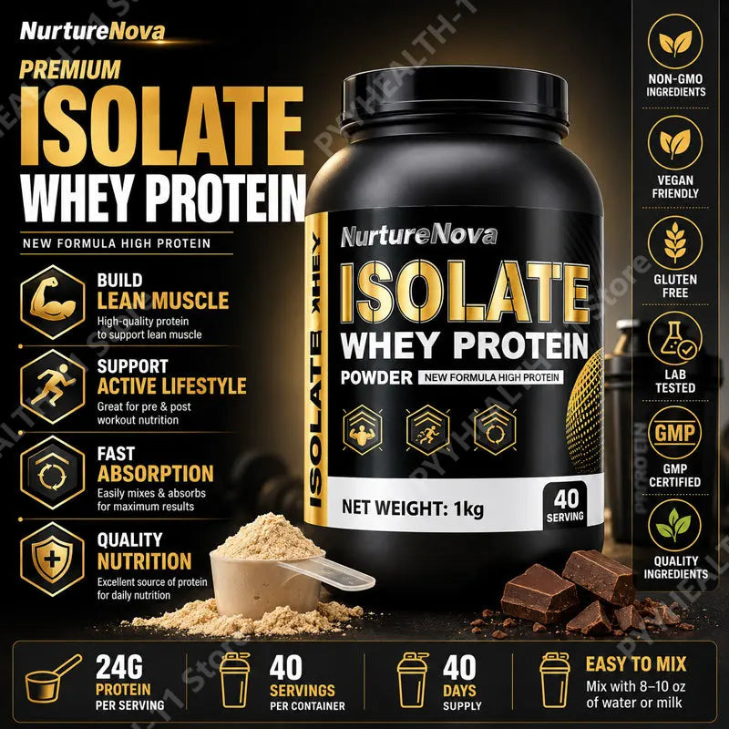 Whey Protein Isolate Powder Low Fat Supplement for Muscle Recovery and Lean Diet Sports Fitness Nutrition Dietary Supplement 1kg
