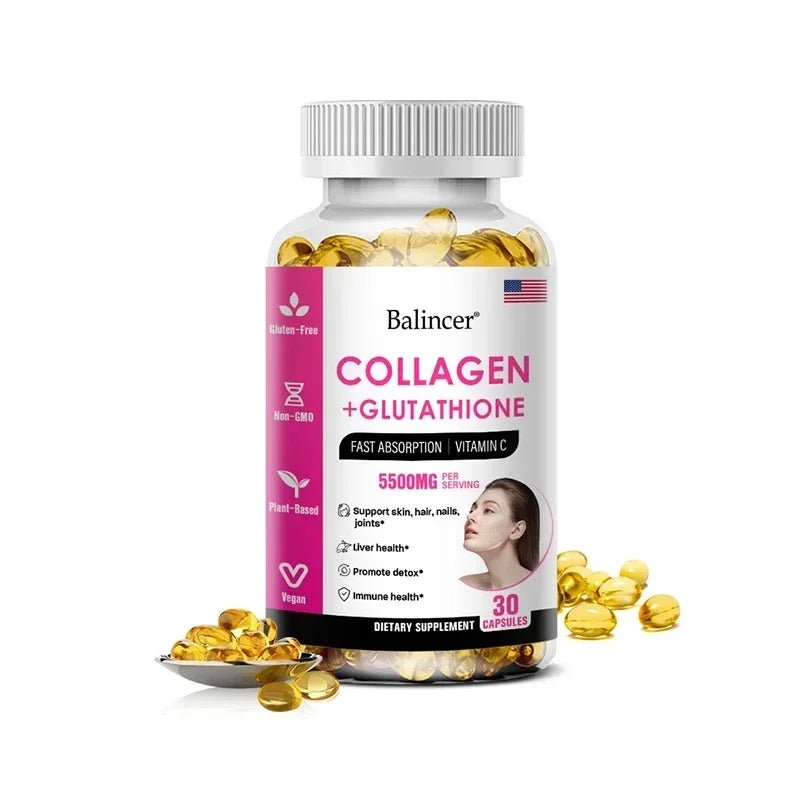 Glutathione Collagen Capsules, Antioxidant, Skin Whitening, Deeply Nourish Skin, Hair &amp; Nails, Support Anti-Aging &amp; Joint Health