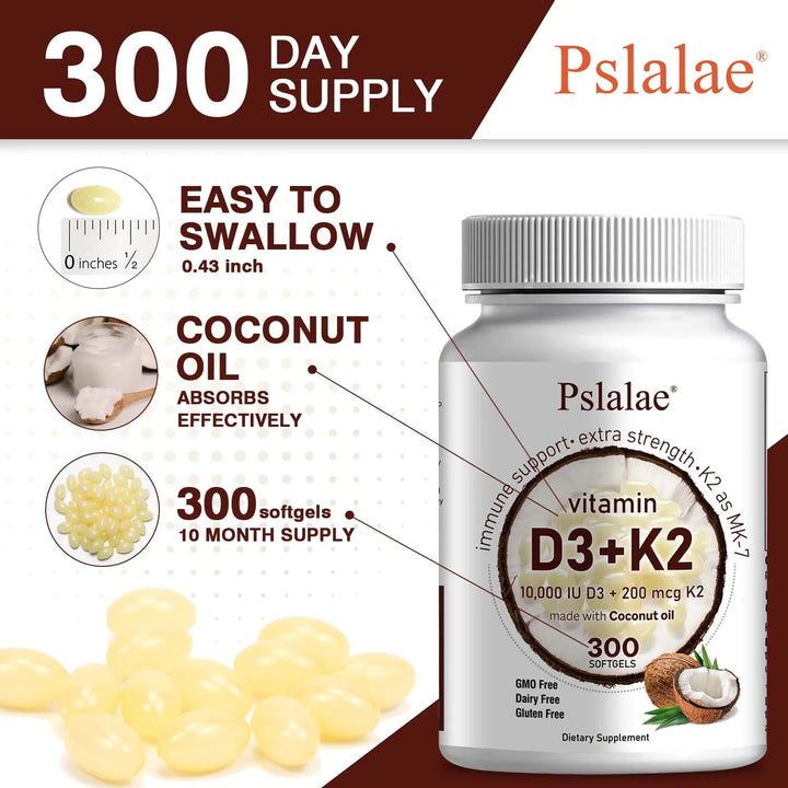Vitamin D3 10,000 IU + K2 200 mcg Softgels