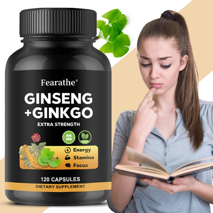 Panax Ginseng + Ginkgo Biloba Capsules – Energy &amp; Focus Support