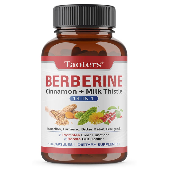 Berberine Capsules with Cinnamon, Milk Thistle, Support Cardiovascular Gut Liver Health, Balance Metabolism Boost Immunity