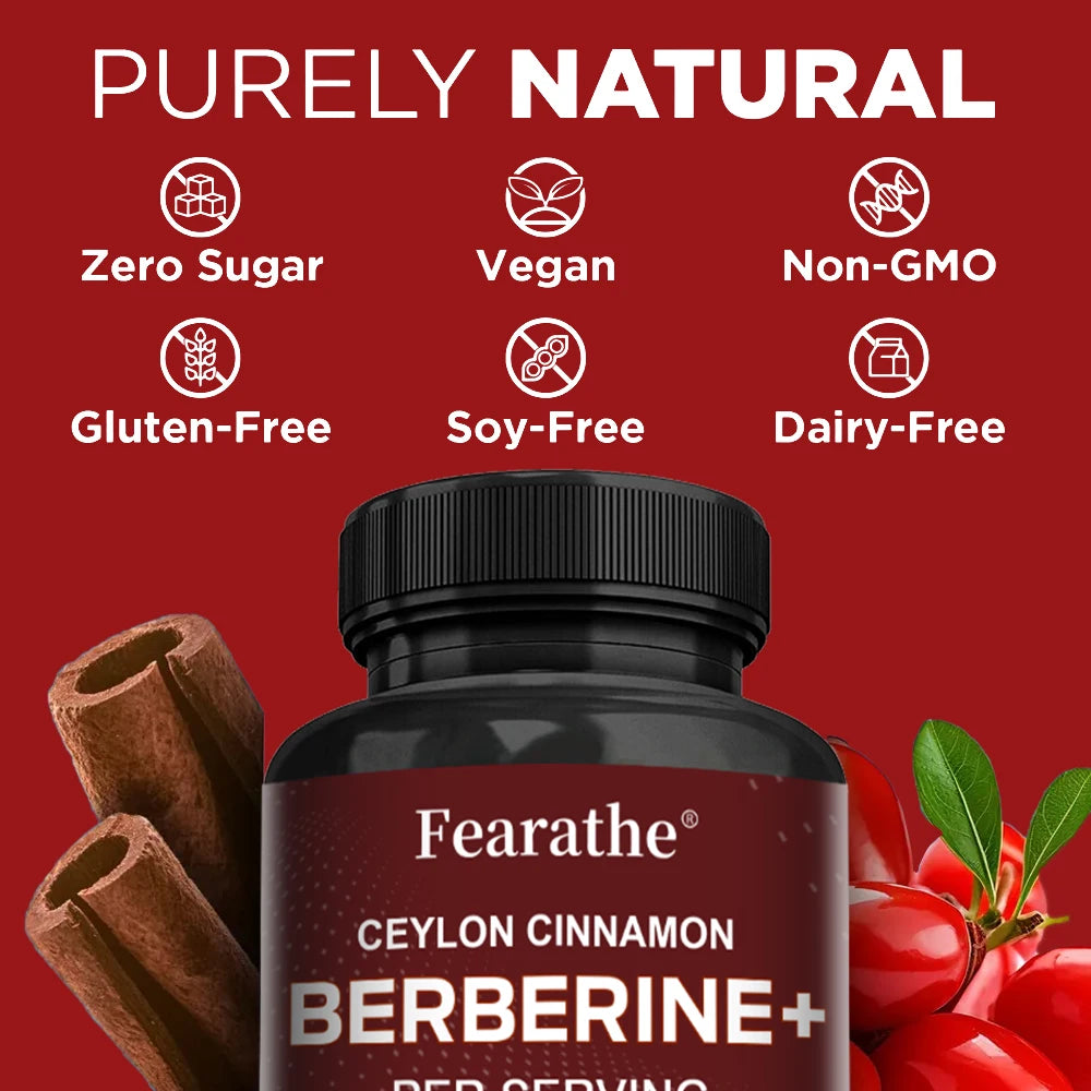 Berberine HCI &amp; Ceylon Cinnamon Capsules, Support Cardiovascular, Gastrointestinal, Liver, Immune Health &amp; Metabolic Balance