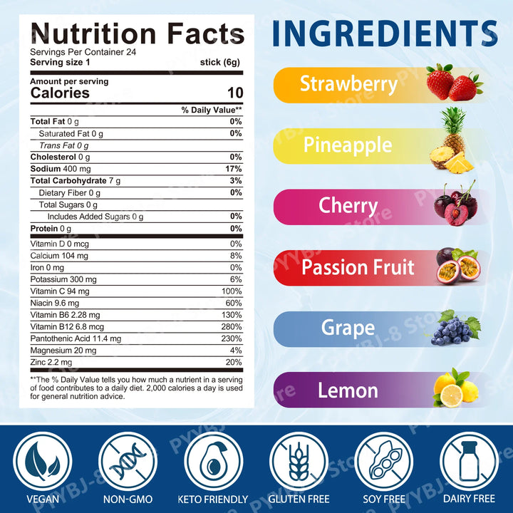 Lenm Electrolyte Drink Mix – Sugar-Free, 24 Sticks