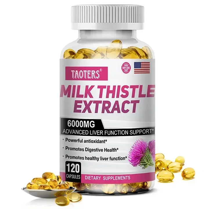 Milk Thistle 6000 Mg Silymarin and Dandelion Root for Liver Health and Antioxidant Detoxification