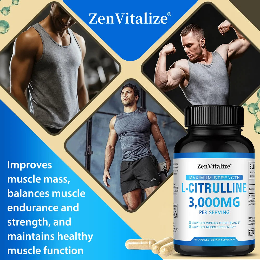 L Citrulline 3000mg Supplement Capsules for Men &amp; Women - Muscle Recovery &amp; Workout Endurance - Vegan, Non-GMO