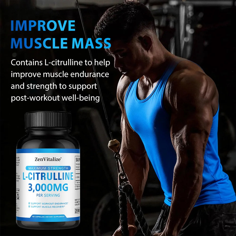 L Citrulline 3000mg Supplement Capsules for Men &amp; Women - Muscle Recovery &amp; Workout Endurance - Vegan, Non-GMO