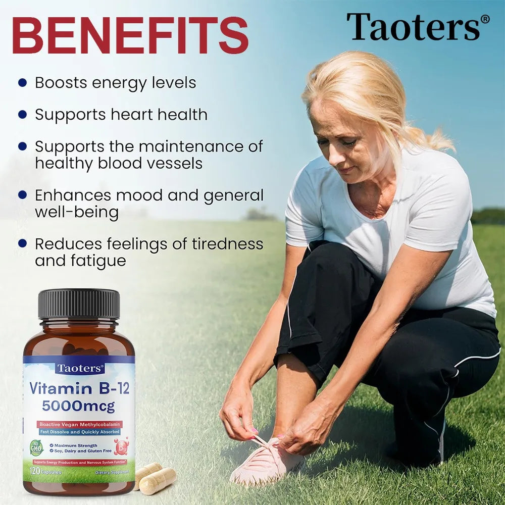 Vitamin B12 5000 Mcg - Supports Heart Health, Nervous System, Promotes Metabolism, Increases Energy Levels, Relieves Fatigue