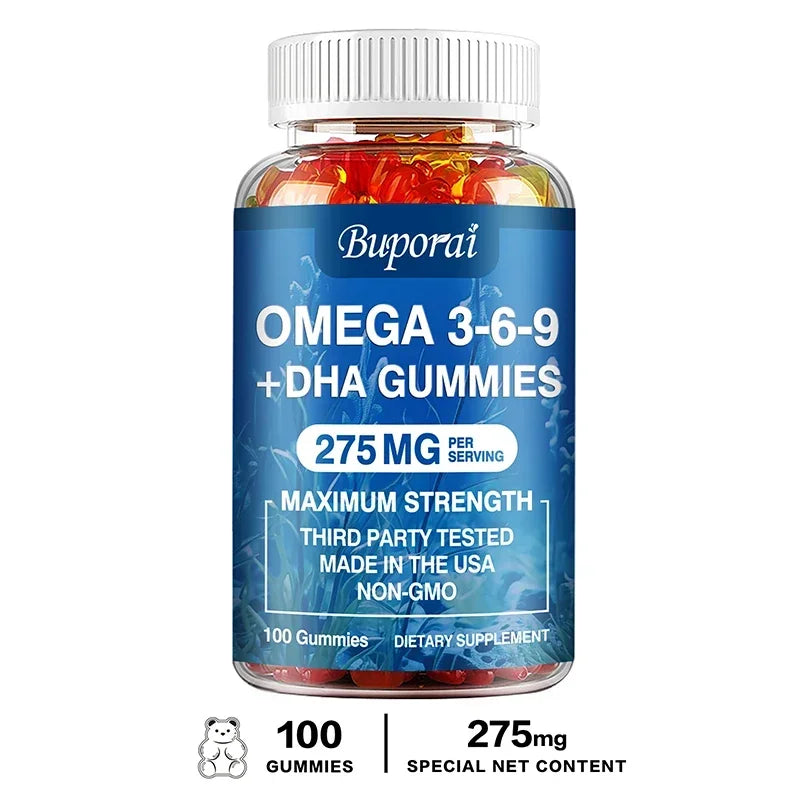 Omega 3-6-9 + DHA Gummies – Brain &amp; Eye Support