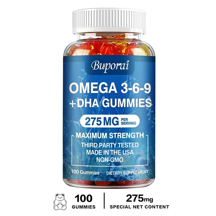 Omega 3-6-9 + DHA Gummies – Brain &amp; Eye Support