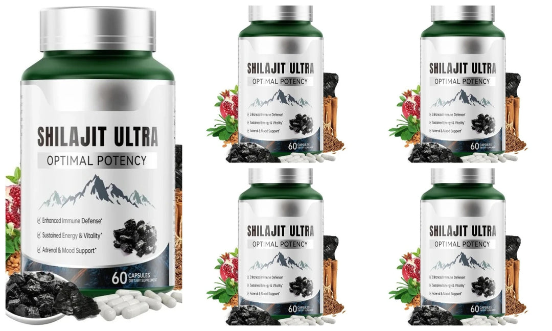 Shilajit Ultra with L-Arginine for Natural Energy and Vitality 60 Capsules Non-GMO  Endurance Stamina Antioxidant Supplement