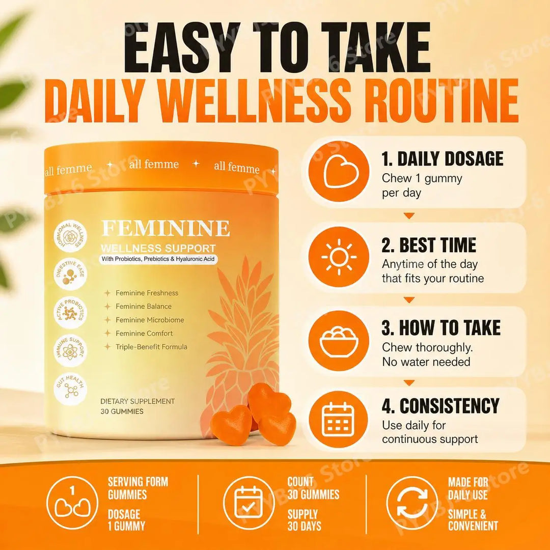 Women’s Feminine Wellness Gummies – B6, Zinc &amp; Inulin