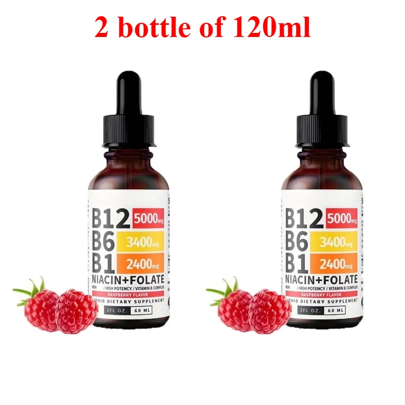 5-in-1 Vitamin B Complex Liquid Drops – B12, B6, B1 &amp; Folate