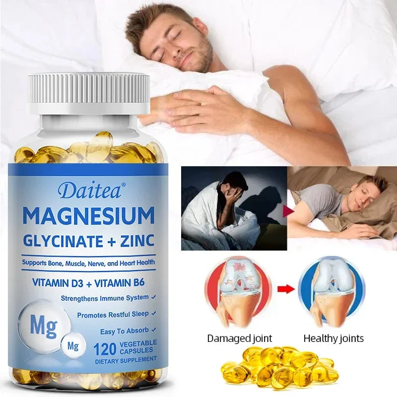 Magnesium Zinc &amp; Vitamin D3 - Triple Supplement for Men and Women - for Sleep, Bones, Heart, Immune Support