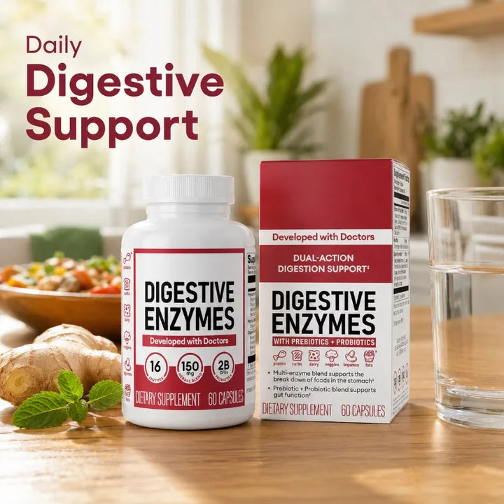 Digestive Enzymes with Probiotics &amp; Prebiotics – 60 Capsules