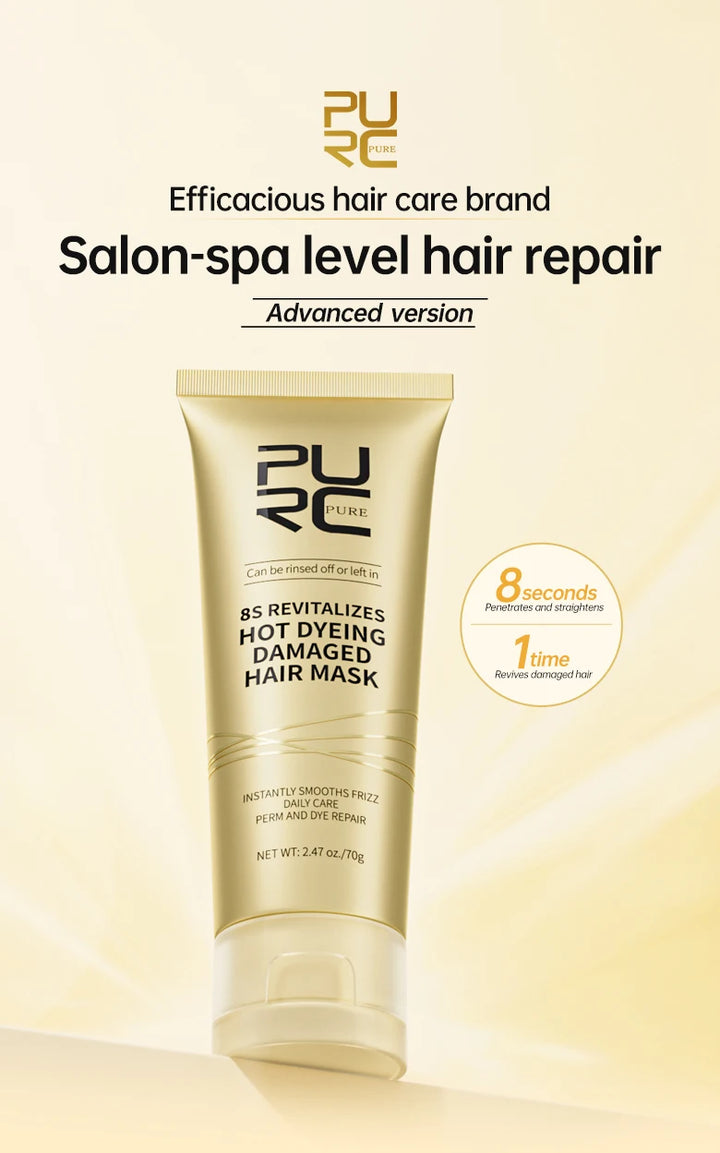 PURC 8 Seconds Repair Damaged Hair Mask Smoothing Soften Deep Conditioner Keratin Hair Treatment Strengthens Hair Care Product