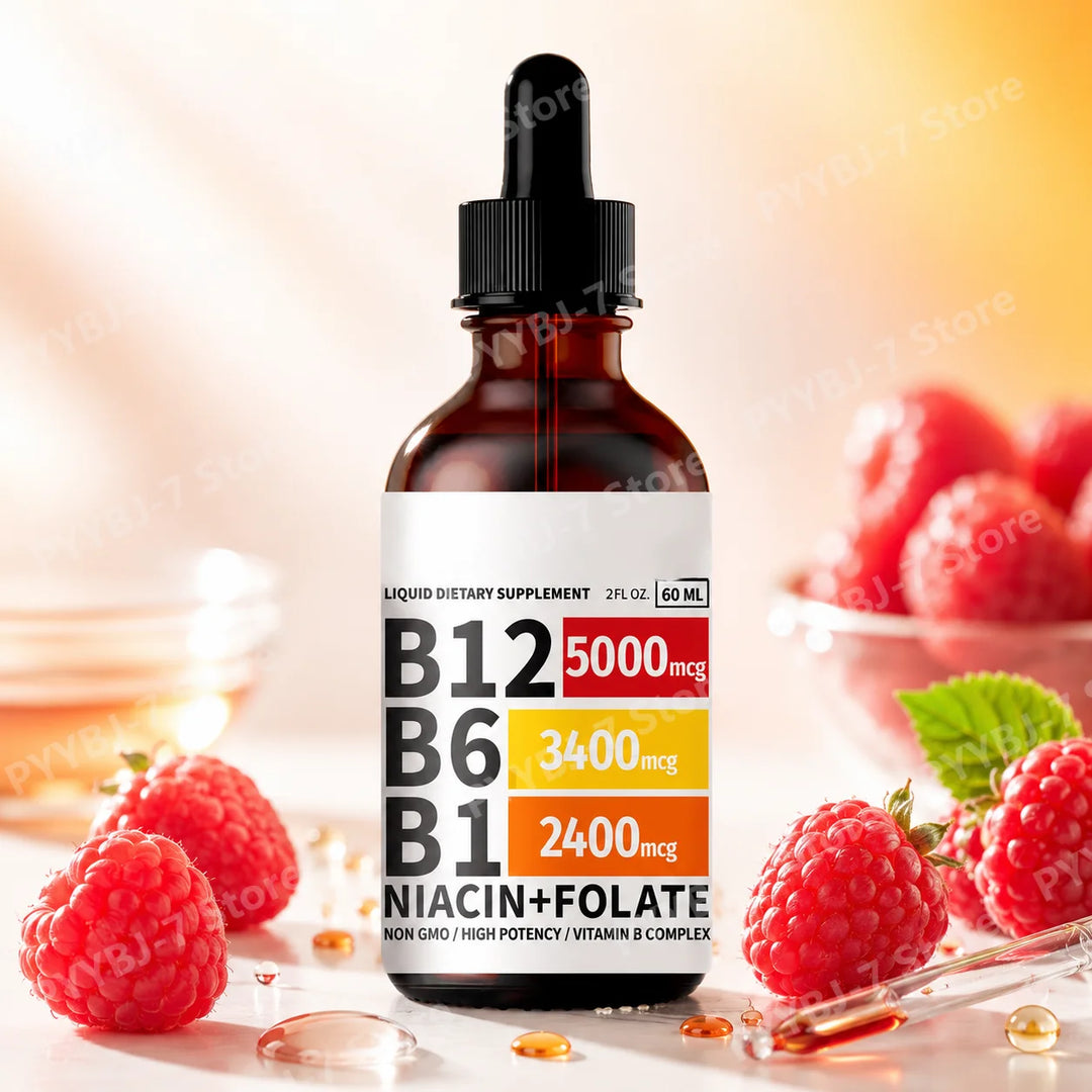 5-in-1 Vitamin B Complex Liquid Drops – B12, B6, B1 &amp; Folate