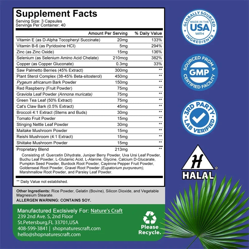 Men’s Prostate Health Capsules – Urinary &amp; Hair Support