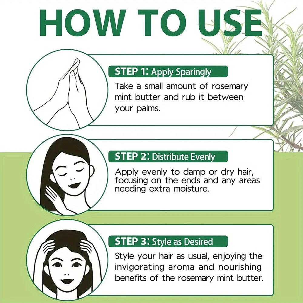 GZE Rosemary Mint Hair &amp; Strong Roots Butter - Natural Hair Growth &amp; Damage Repair Treatment for Stronger, Healthier Hair
