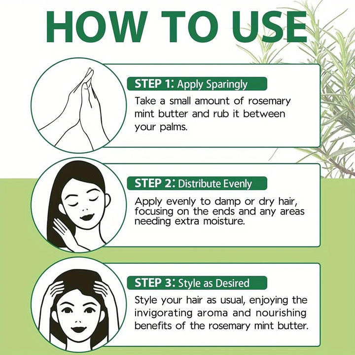 GZE Rosemary Mint Hair &amp; Strong Roots Butter - Natural Hair Growth &amp; Damage Repair Treatment for Stronger, Healthier Hair