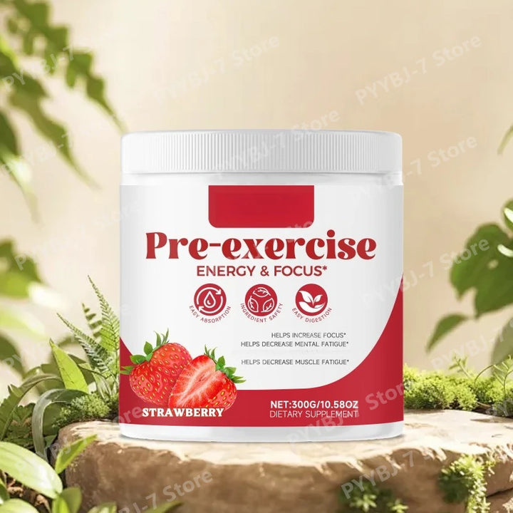 Pre-Workout Energy &amp; Focus Powder – Strawberry 300g