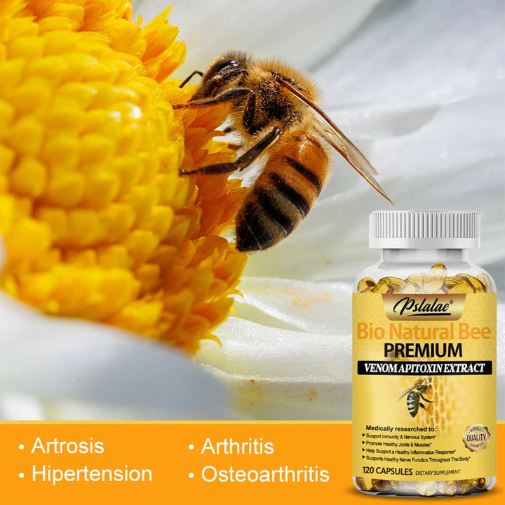 Natural Bee Capsules Enhance Immunity and Anti-oxidation, Effectively Relieve Joint Inflammation 120 Capsules Non-GMO Supplement