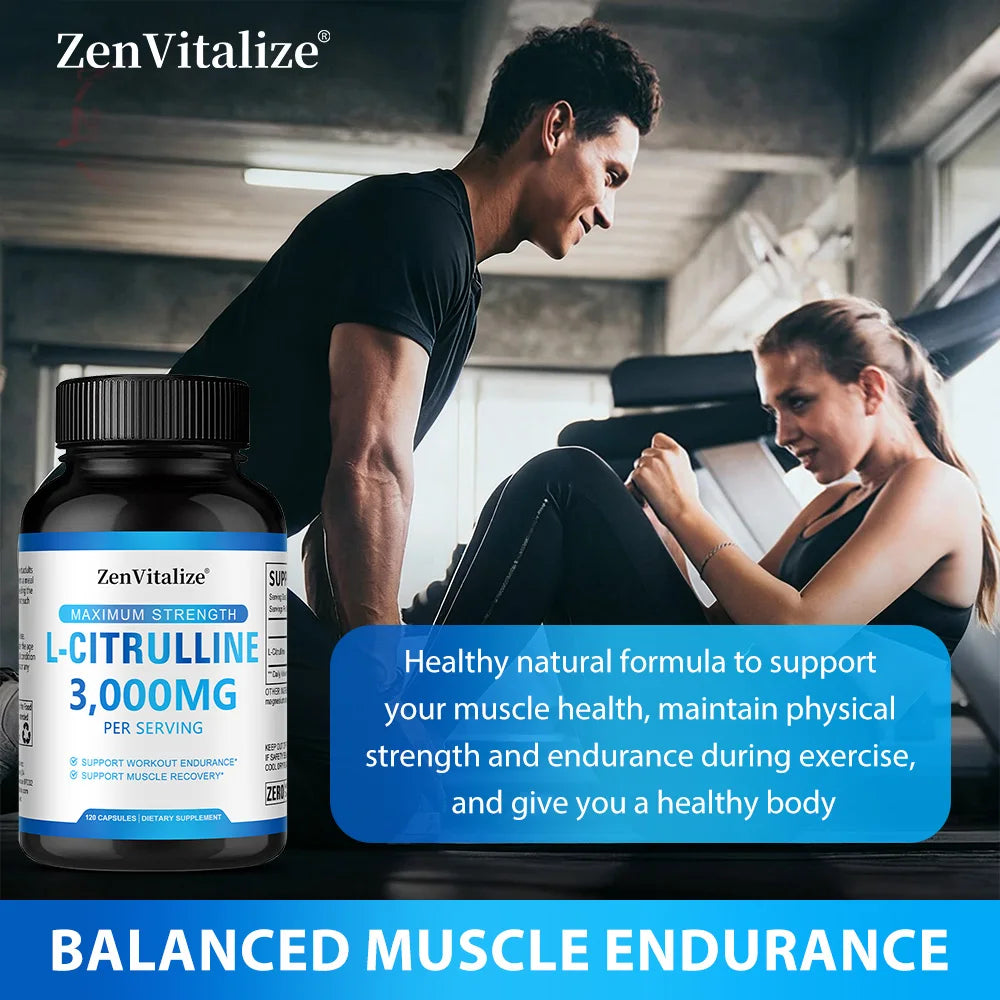 L Citrulline 3000mg Supplement Capsules for Men &amp; Women - Muscle Recovery &amp; Workout Endurance - Vegan, Non-GMO
