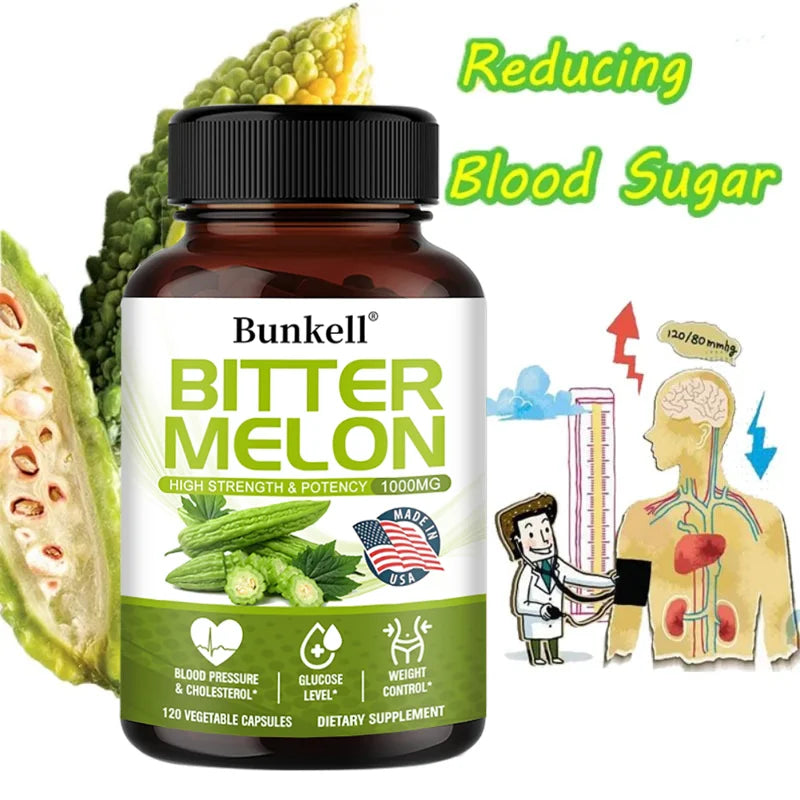 Natural Bitter Melon Extract Capsules 1000mg, Plant Supplement, Support Weight Management, Metabolic Health &amp; Daily Body Balance