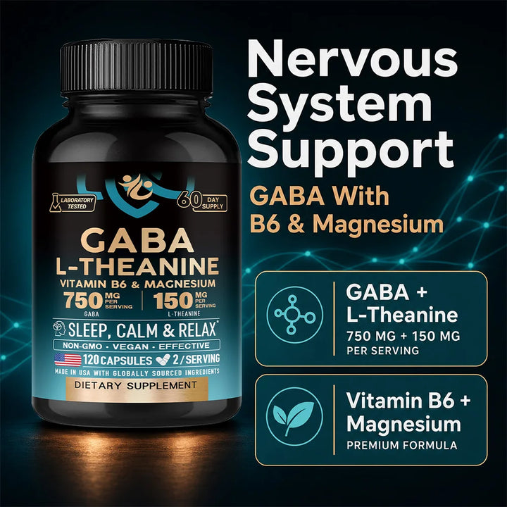 Stress Relief Capsules – GABA &amp; L-Theanine, 120 Capsules