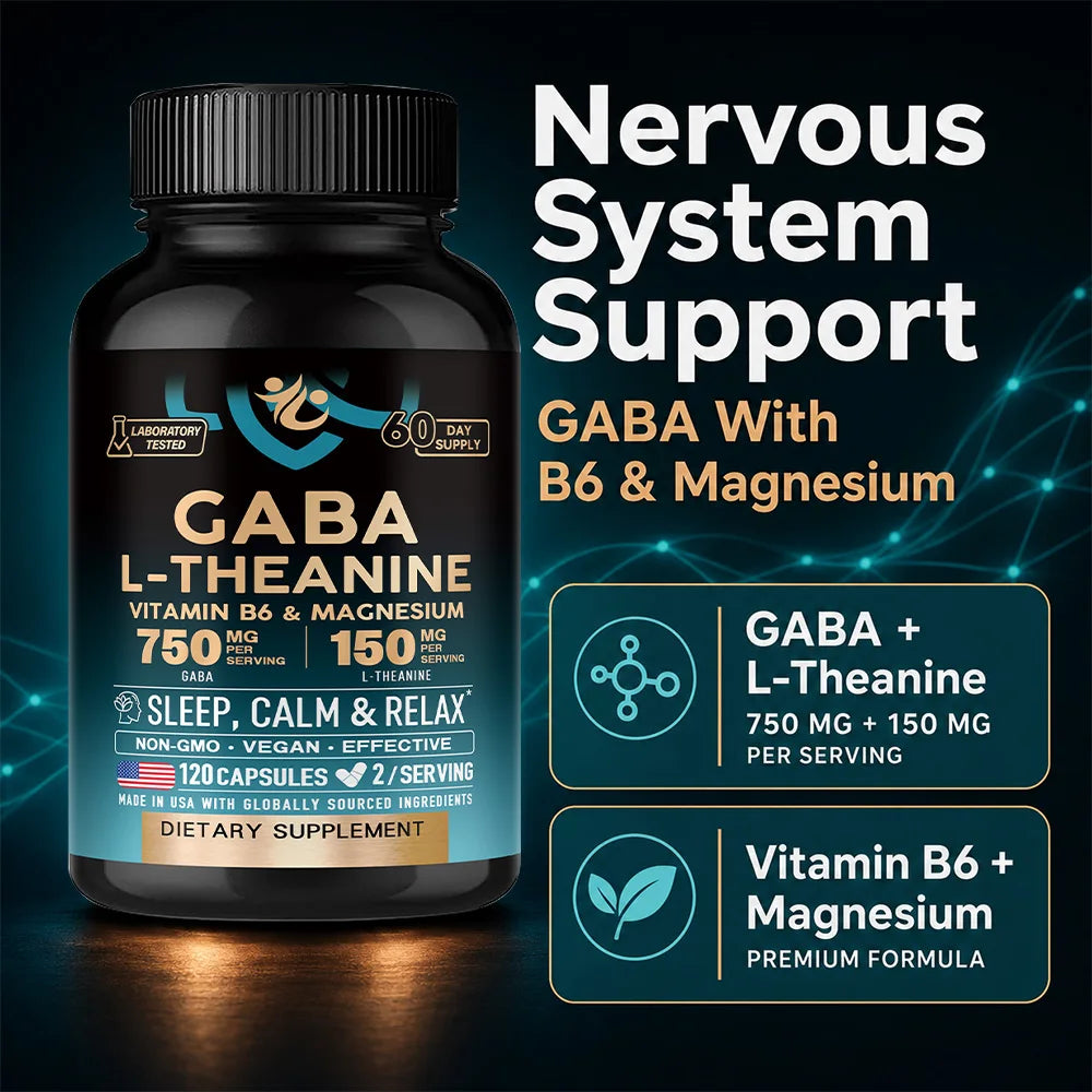 Stress Relief Capsules – GABA &amp; L-Theanine, 120 Capsules