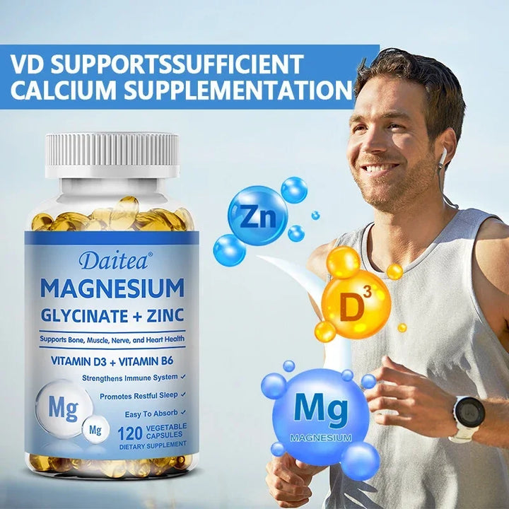 Magnesium Zinc &amp; Vitamin D3 - Triple Supplement for Men and Women - for Sleep, Bones, Heart, Immune Support