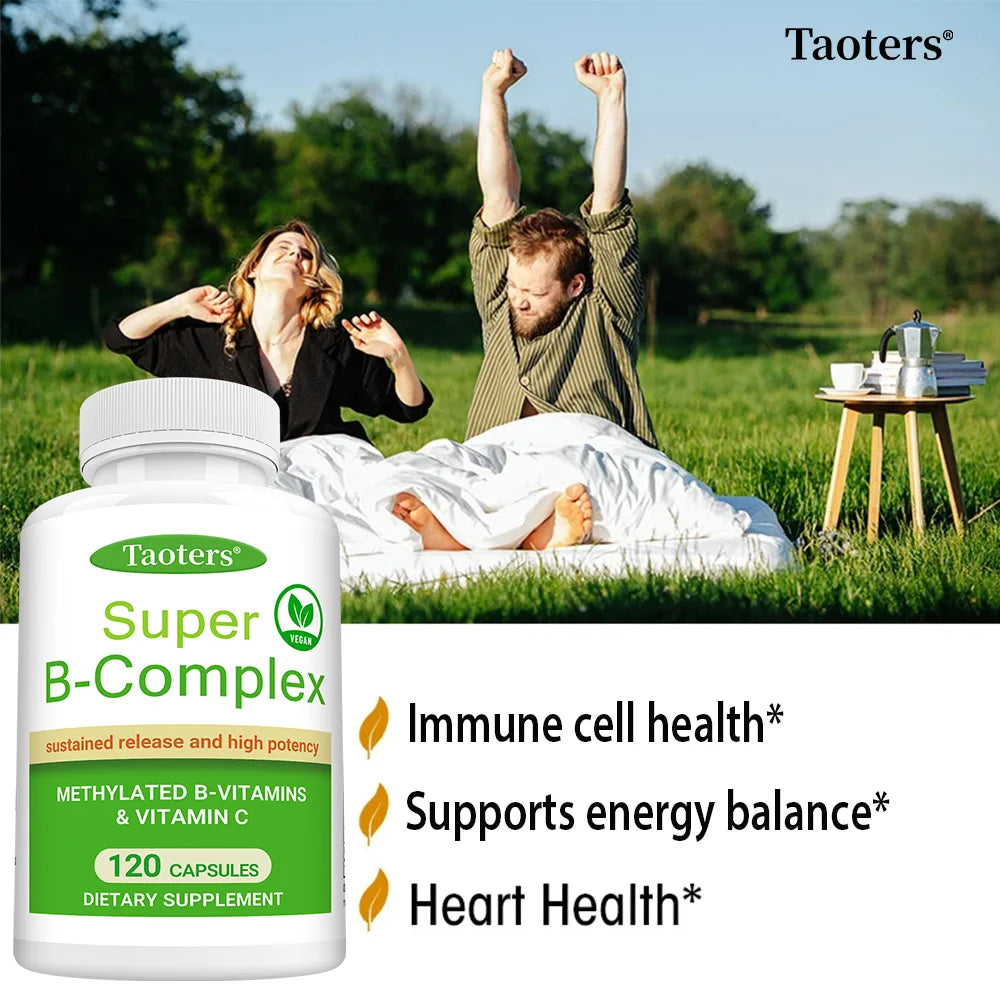 Super B Complex,Including B12, B1, B2, B6, Vitamin C – Energy Metabolism, Maintaining The Nervous System, Promoting Skin Health
