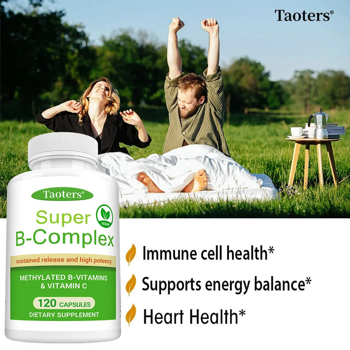 Super B Complex,Including B12, B1, B2, B6, Vitamin C – Energy Metabolism, Maintaining The Nervous System, Promoting Skin Health