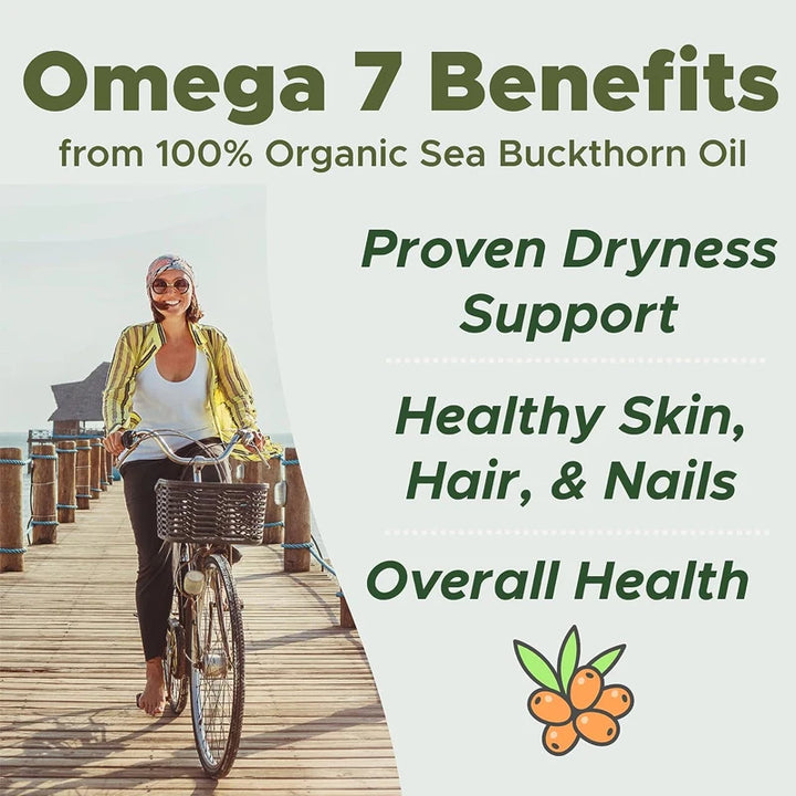 Sea Buckthorn Oil Blend, Complete Omega-7, Supports Skin, Immune, Cardiovascular, Digestive and Liver Health 120 Softgels