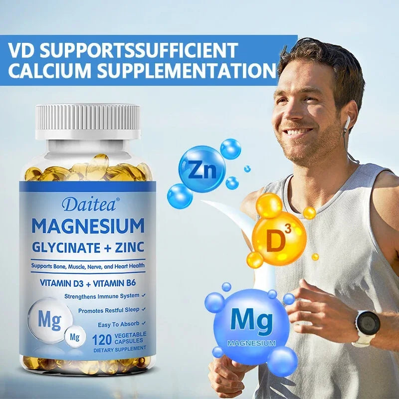 Magnesium Zinc &amp; Vitamin D3 - Triple Supplement for Men and Women - for Sleep, Bones, Heart, Immune Support