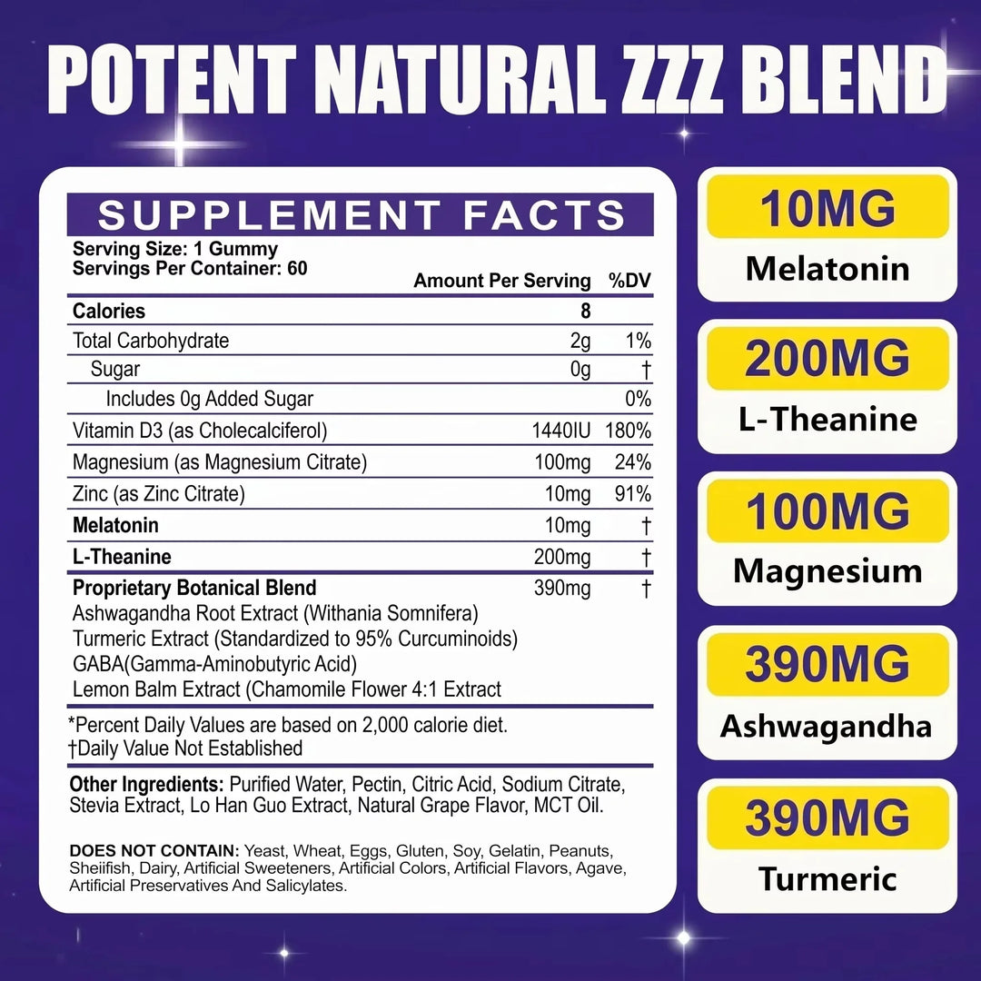 Melatonin 10mg Gummies – Magnesium &amp; Ashwagandha