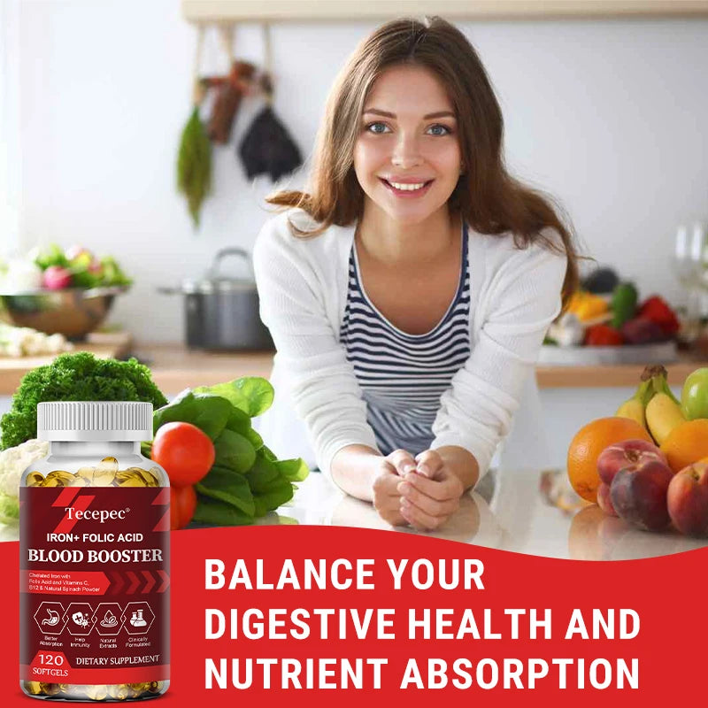 Iron + Folic Acid Supplement – Vitamin C, B12 &amp; Zinc