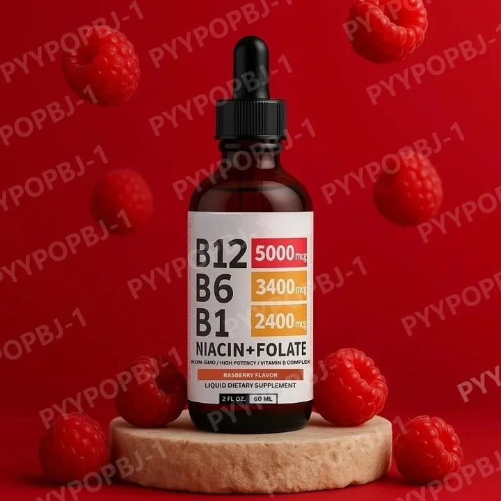 5-in-1 Vitamin B Complex Liquid Drops – B12, B6, B1 &amp; Folate