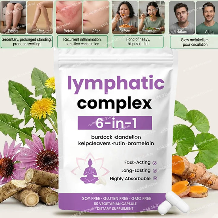 Lymph System Cleanse Detox Support  Lymphatic Drainage Supplement Accelerate Metabolism Reduce Swelling,Promote Fluid Balance
