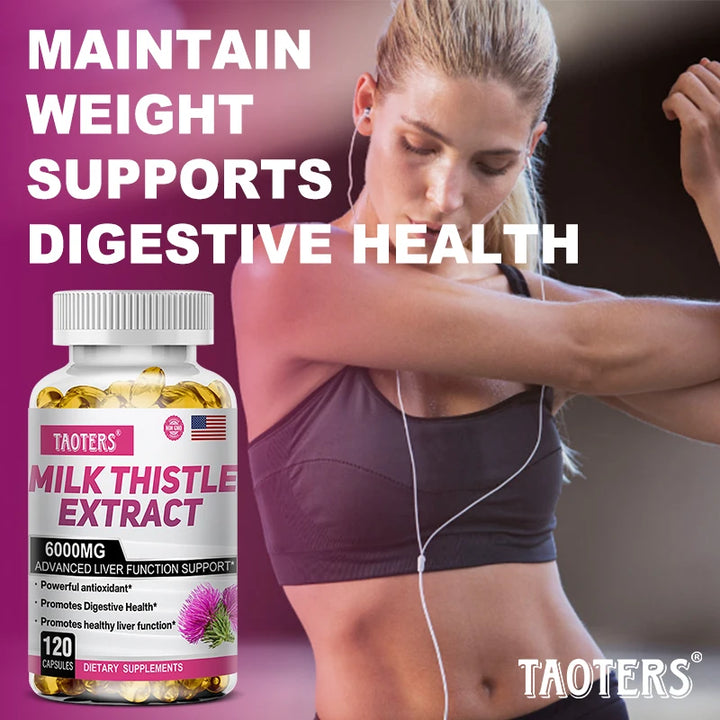 Milk Thistle 6000 Mg Silymarin and Dandelion Root for Liver Health and Antioxidant Detoxification