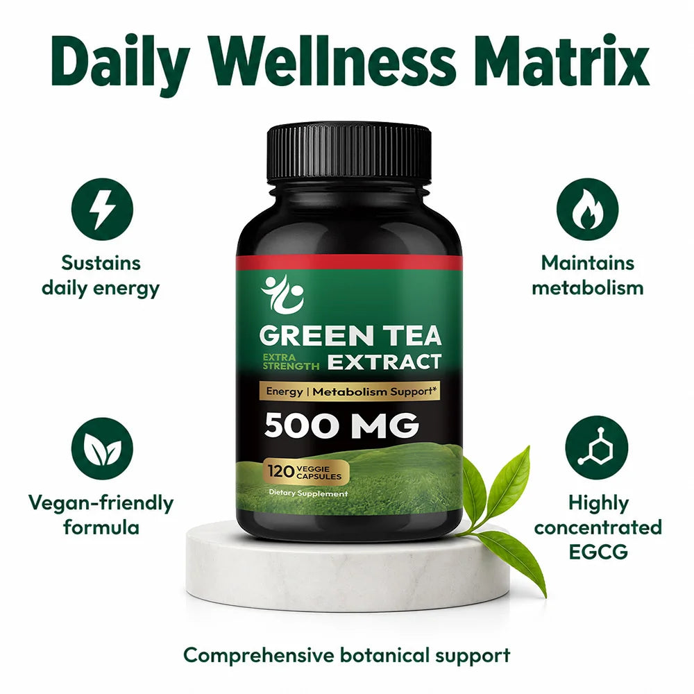 Green Tea Extract EGCG 500mg – Antioxidant &amp; Metabolism Support