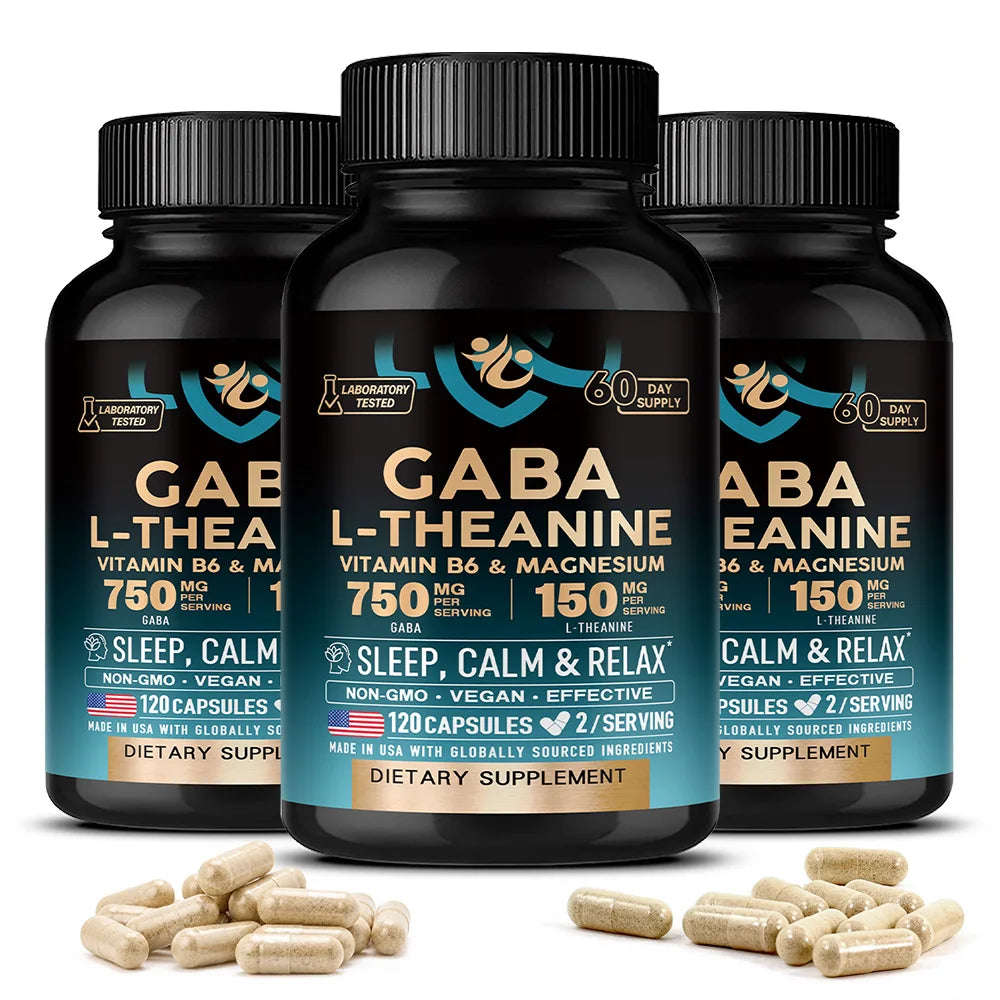 Stress Relief Capsules – GABA &amp; L-Theanine, 120 Capsules