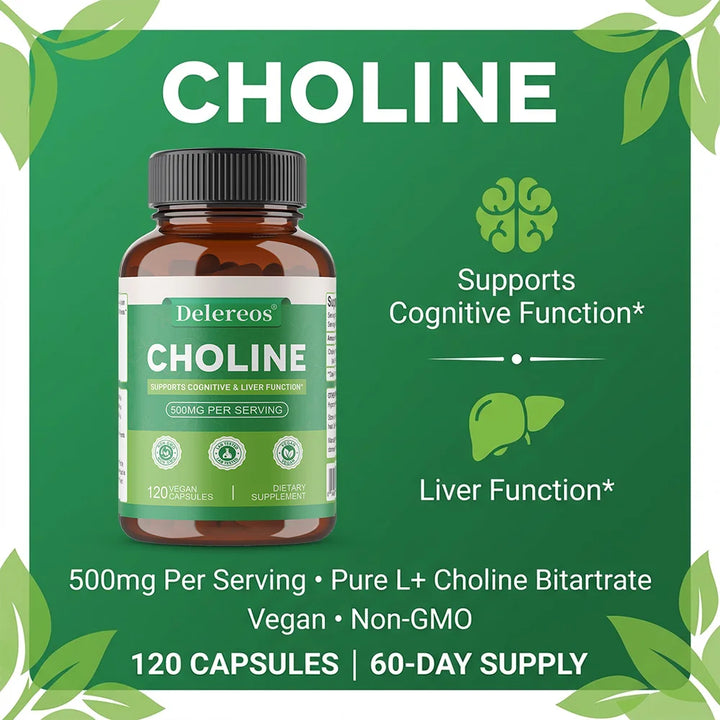 Choline 500mg Capsules – Cognitive &amp; Liver Support