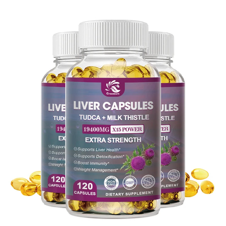Natural Milk Thistle 19400mg Silymarin Marianum &amp; Dandelion Root Liver Health Support, 60/120 Capsules