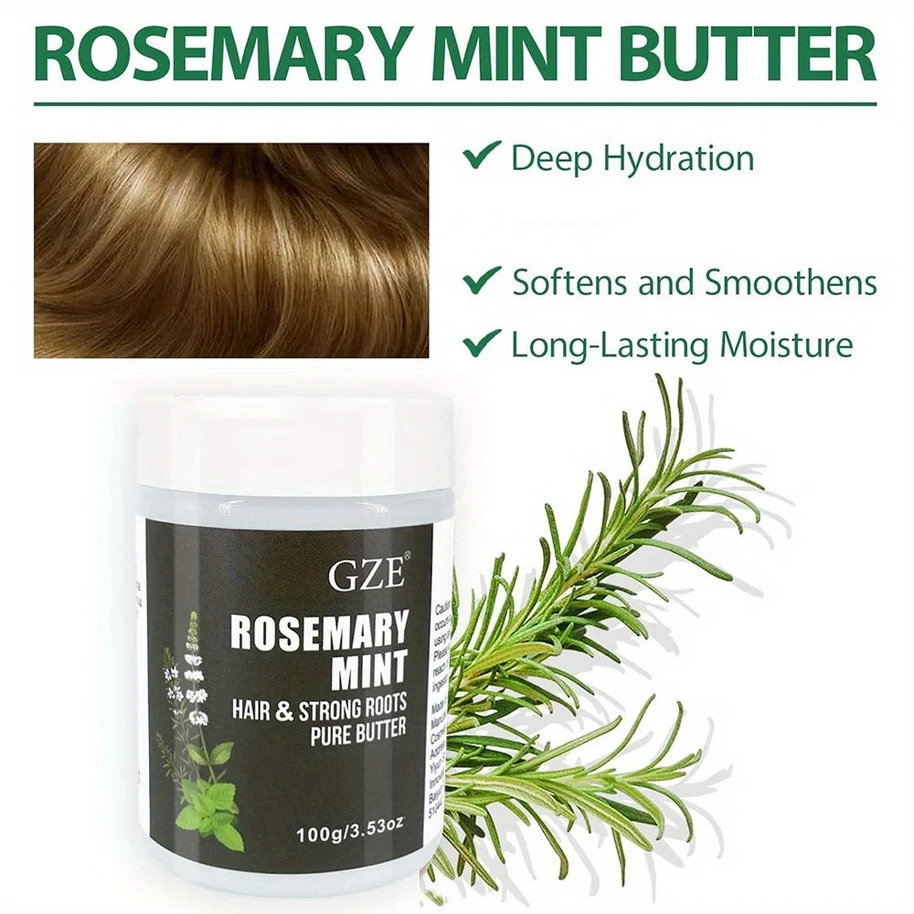 GZE Rosemary Mint Hair &amp; Strong Roots Butter - Natural Hair Growth &amp; Damage Repair Treatment for Stronger, Healthier Hair