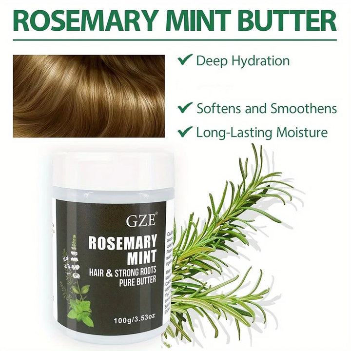 GZE Rosemary Mint Hair &amp; Strong Roots Butter - Natural Hair Growth &amp; Damage Repair Treatment for Stronger, Healthier Hair