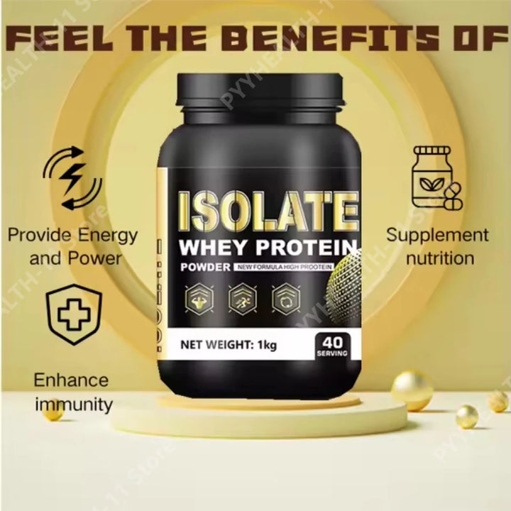 Whey Protein Isolate Powder Low Fat Supplement for Muscle Recovery and Lean Diet Sports Fitness Nutrition Dietary Supplement 1kg