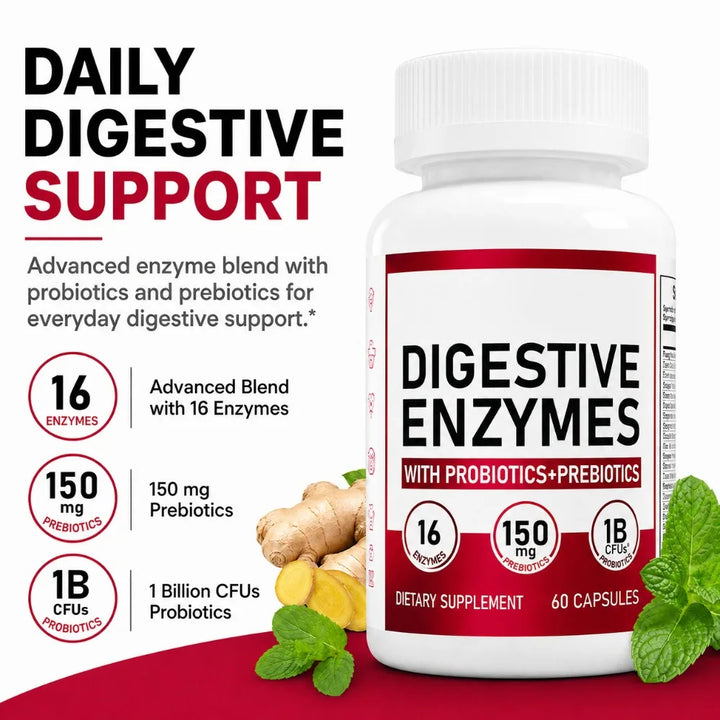 Digestive Enzymes with Probiotics &amp; Prebiotics – 60 Capsules