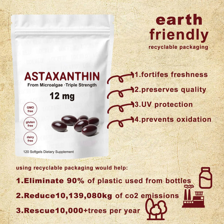 120Pcs Astaxanthin Supplement with Ashwagandha Extract Support Eye, Skin, Joint and Immune System Health Support Vision