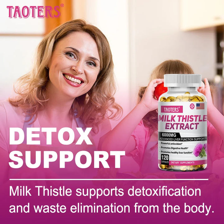 Milk Thistle 6000 Mg Silymarin and Dandelion Root for Liver Health and Antioxidant Detoxification